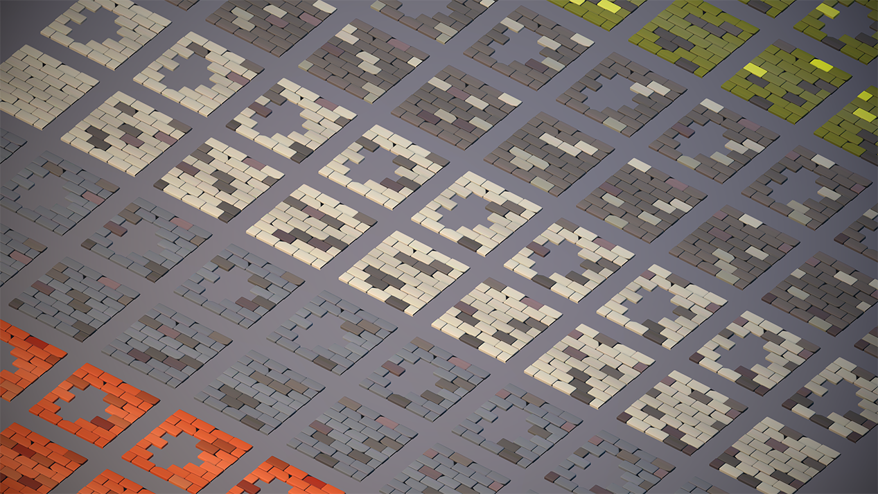 Various medieval brick floor tiles for environment design