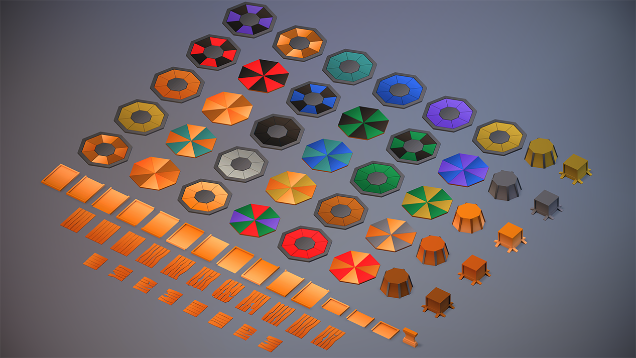 Modular furniture parts for creating custom medieval assets